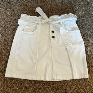 White Denim Mini-Skirt with tie
